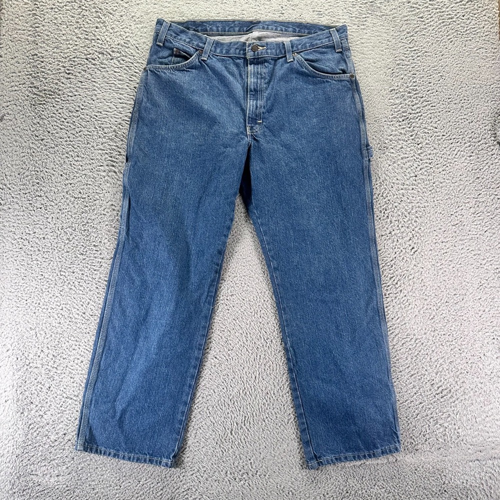Dickies Jeans Mens 36x30 Blue Cotton Denim Straight Carpenter Relaxed Workwear